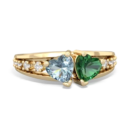 Aquamarine Heart To Heart 14K Yellow Gold ring R3342