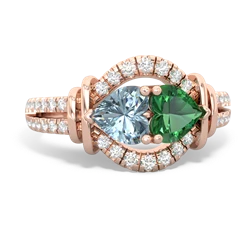 Aquamarine Art-Deco Keepsake 14K Rose Gold ring R5630