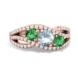 Aquamarine Three Stone Aurora 14K Rose Gold ring R3080