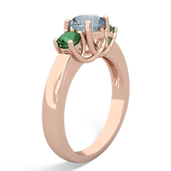 Aquamarine Three Stone Round Trellis 14K Rose Gold ring R4018