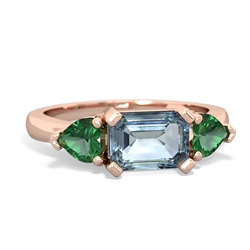 Aquamarine Three Stone 14K Rose Gold ring R5235