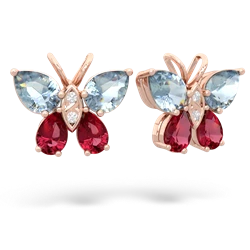 Aquamarine Butterfly 14K Rose Gold earrings E2215