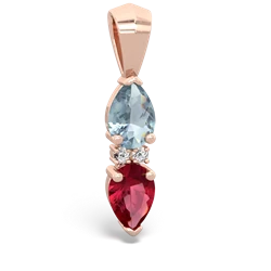 Aquamarine Bowtie Drop 14K Rose Gold pendant P0865