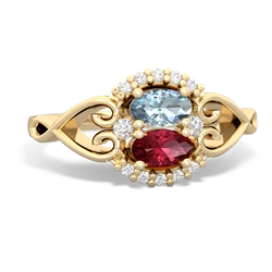 Aquamarine Love Nest 14K Yellow Gold ring R5860