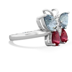 Aquamarine Butterfly 14K White Gold ring R2215