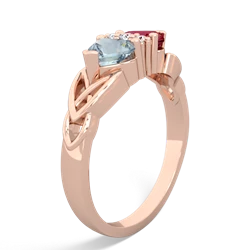 Aquamarine Celtic Knot Double Heart 14K Rose Gold ring R5040