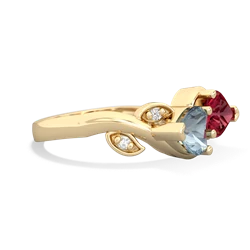 Aquamarine Floral Elegance 14K Yellow Gold ring R5790