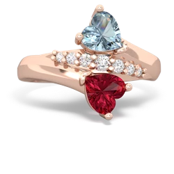 Aquamarine Heart To Heart 14K Rose Gold ring R2064