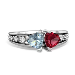 Aquamarine Heart To Heart 14K White Gold ring R3342