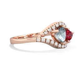 Aquamarine Mother And Child 14K Rose Gold ring R3010