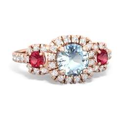 Aquamarine Regal Halo 14K Rose Gold ring R5350