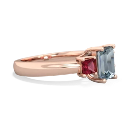 Aquamarine Three Stone Emerald-Cut Trellis 14K Rose Gold ring R4021