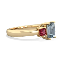 Aquamarine Three Stone Emerald-Cut Trellis 14K Yellow Gold ring R4021