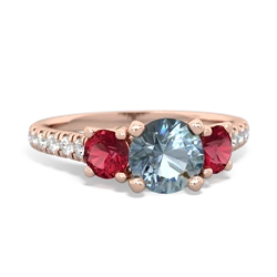 Aquamarine Pave Trellis 14K Rose Gold ring R5500