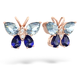 Aquamarine Butterfly 14K Rose Gold earrings E2215