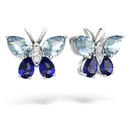 Aquamarine Butterfly 14K White Gold earrings E2215