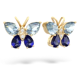 Aquamarine Butterfly 14K Yellow Gold earrings E2215