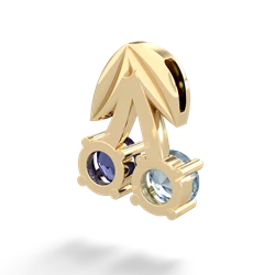 Aquamarine Sweet Cherries 14K Yellow Gold pendant P7001