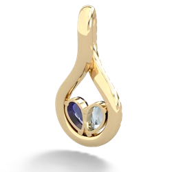 Aquamarine Pave Twist 'One Heart' 14K Yellow Gold pendant P5360