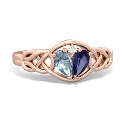 Aquamarine Celtic Love Knot 14K Rose Gold ring R5420