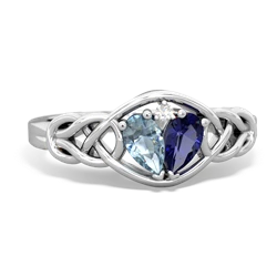 Aquamarine Celtic Love Knot 14K White Gold ring R5420