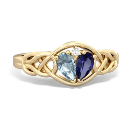 Aquamarine Celtic Love Knot 14K Yellow Gold ring R5420