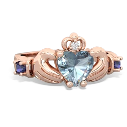 Aquamarine Claddagh Keepsake 14K Rose Gold ring R5245