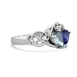 Aquamarine 'One Heart' Celtic Knot Claddagh 14K White Gold ring R5322