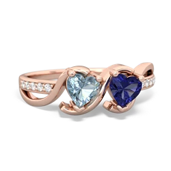 Aquamarine Side By Side 14K Rose Gold ring R3090