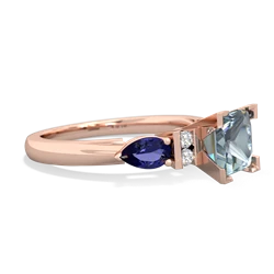 Aquamarine 6Mm Princess Eternal Embrace Engagement 14K Rose Gold ring C2002