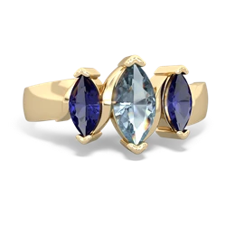 Aquamarine Three Peeks 14K Yellow Gold ring R2433