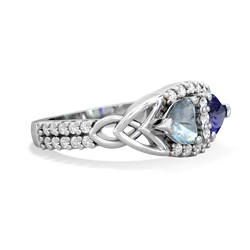 Aquamarine Sparkling Celtic Knot 14K White Gold ring R2645