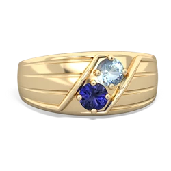 Aquamarine Men's Streamline 14K Yellow Gold ring R0460