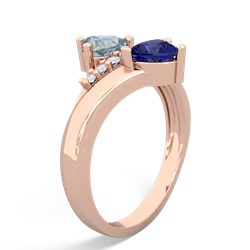 Aquamarine Heart To Heart 14K Rose Gold ring R2064