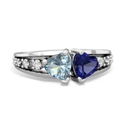 Aquamarine Heart To Heart 14K White Gold ring R3342