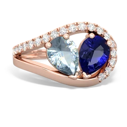 Aquamarine Nestled Heart Keepsake 14K Rose Gold ring R5650