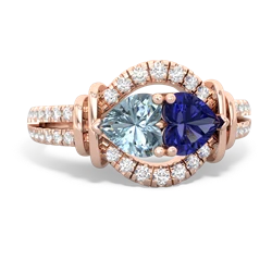 Aquamarine Art-Deco Keepsake 14K Rose Gold ring R5630