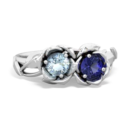 Aquamarine Rose Garden 14K White Gold ring R5510