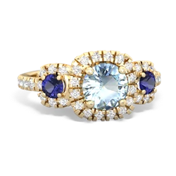 Aquamarine Regal Halo 14K Yellow Gold ring R5350