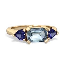 Aquamarine Three Stone 14K Yellow Gold ring R5235