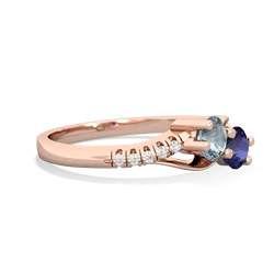 Aquamarine Infinity Pave Two Stone 14K Rose Gold ring R5285