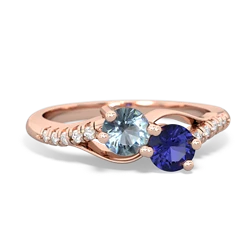 Aquamarine Infinity Pave Two Stone 14K Rose Gold ring R5285