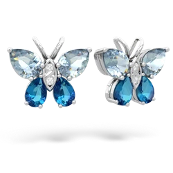 Aquamarine Butterfly 14K White Gold earrings E2215