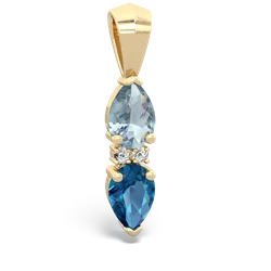 Aquamarine Bowtie Drop 14K Yellow Gold pendant P0865