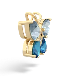 Aquamarine Butterfly 14K Yellow Gold pendant P2215