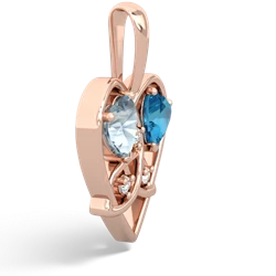 Aquamarine Celtic Trinity Heart 14K Rose Gold pendant P5331