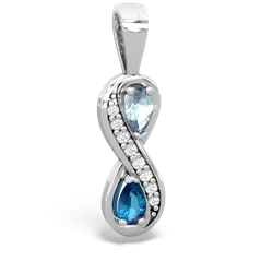 Aquamarine Diamond Infinity 14K White Gold pendant P5390