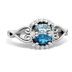 Aquamarine Love Nest 14K White Gold ring R5860