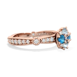 Aquamarine Sparkling Tiara Cluster 14K Rose Gold ring R26293RD