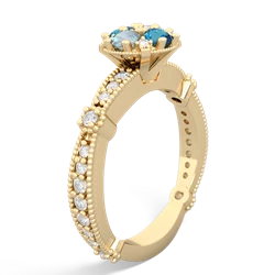 Aquamarine Sparkling Tiara Cluster 14K Yellow Gold ring R26293RD